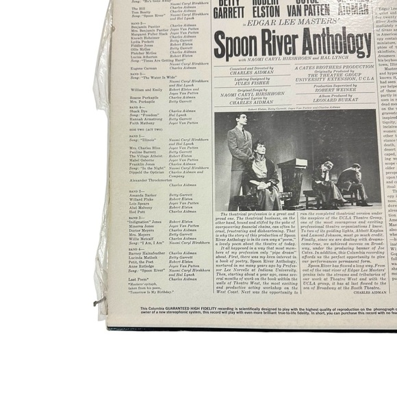 Spoon River Anthology Broadway Cast Columbia Masterworks OL 6010 Vinyl Record - Picture 8 of 15